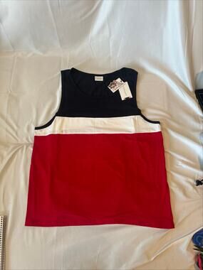 Denim & Flower Mens Tank Top XXL Colorblock Navy White Red NWT Patriotic